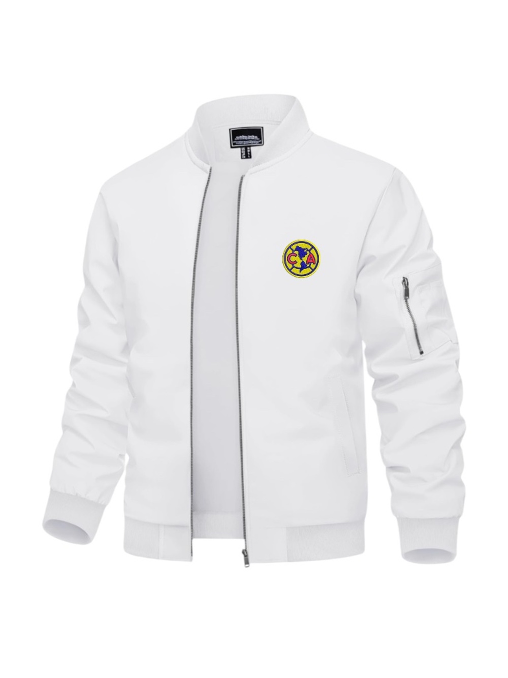 Men’s Club America Embroidered Lightweight Bomber Jacket White